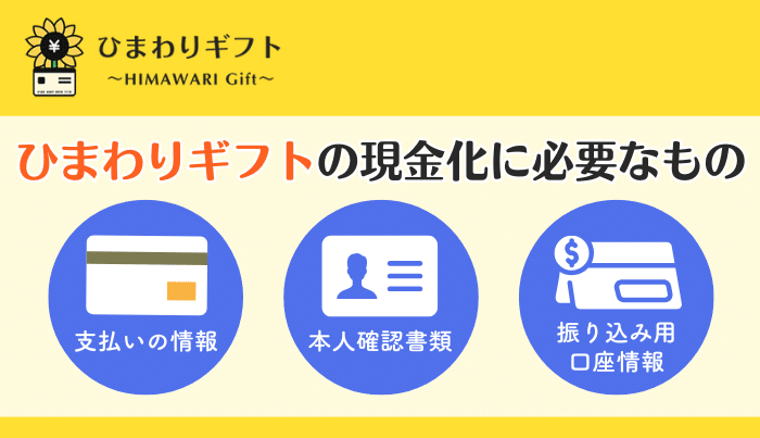 ひまわりギフトの現金化申込に必要なもの
