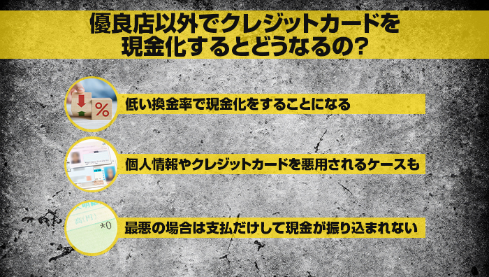優良店以外でクレジットカードを現金化するとどうなるの?