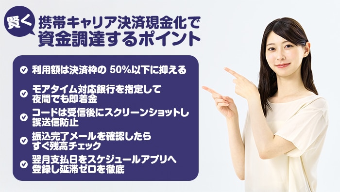 まとめ:携帯キャリア決済現金化で賢く資金調達するポイント