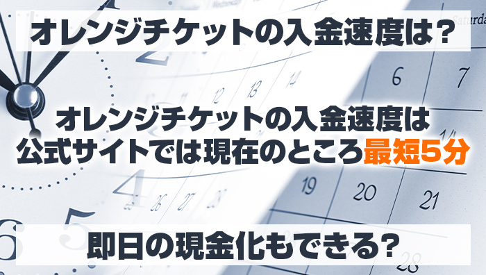 オレンジチケットの入金速度は?即日の現金化もできる?