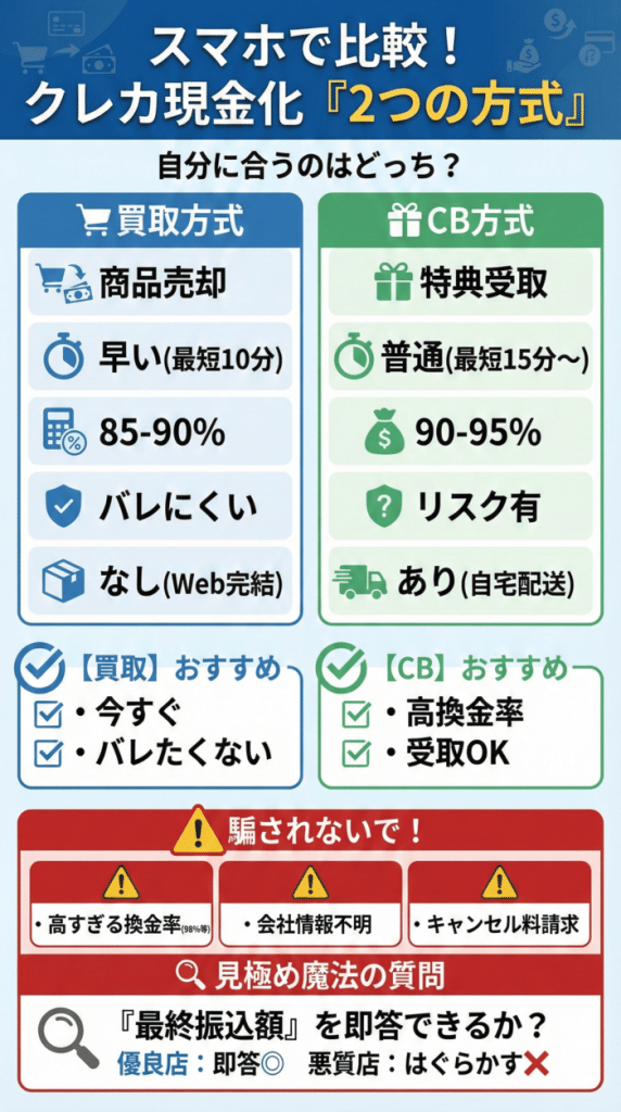 どっちが得? 現金化の「2つの方式」徹底比較